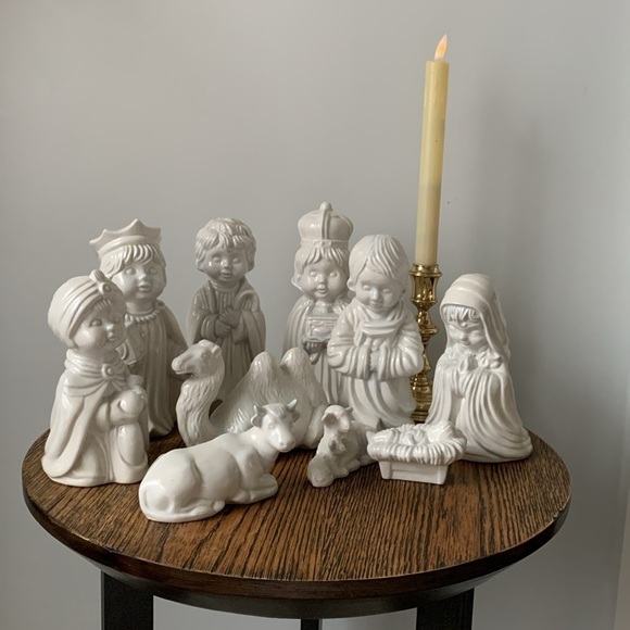 Arnels Pottery Vintage Nativity set Blue Christmas‎ Holy Family Handmade set 10p - Picture 7 of 17